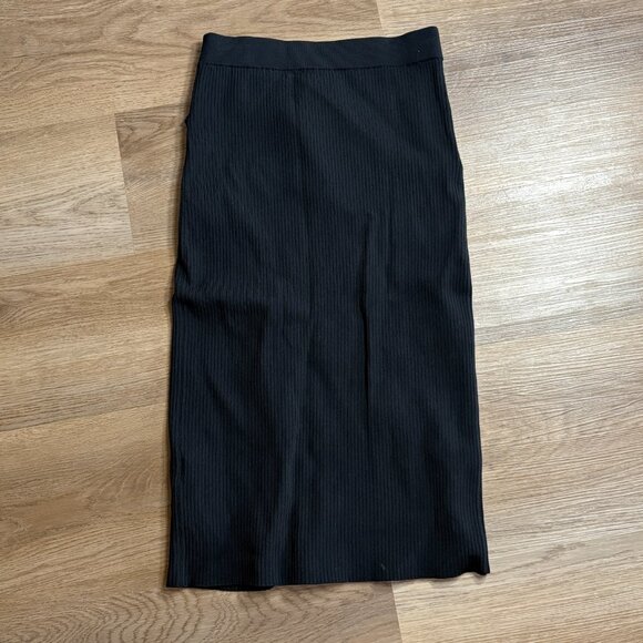 NWT Jonathan Simkhai Deep Rib Wrap Skirt black XS stretch slit - Picture 9 of 11